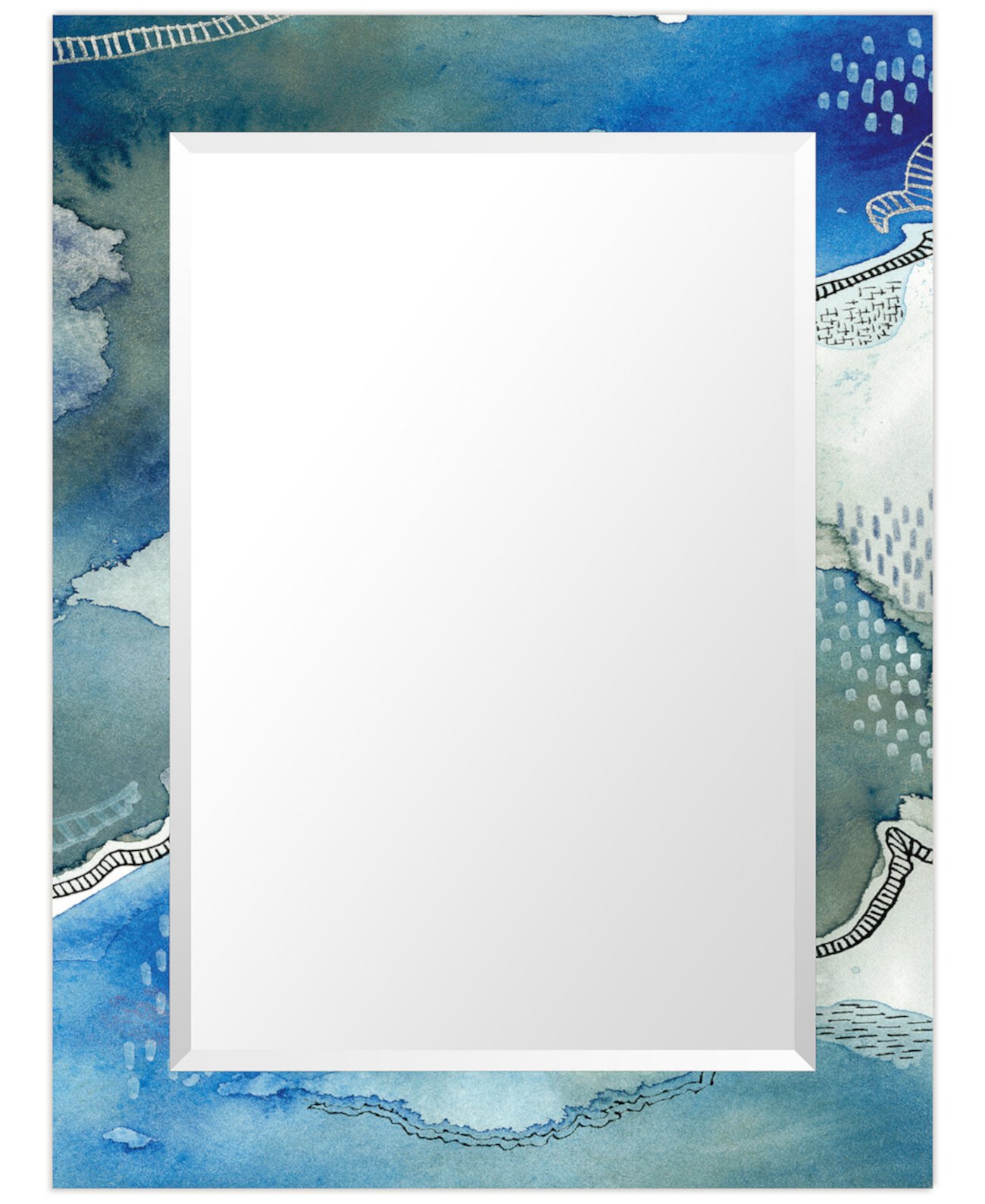 Прямоугольное зеркало Subtle Blues на свободно плавающем закаленном художественном стекле со скошенной кромкой, 40 x 30 дюймов Empire Art Direct