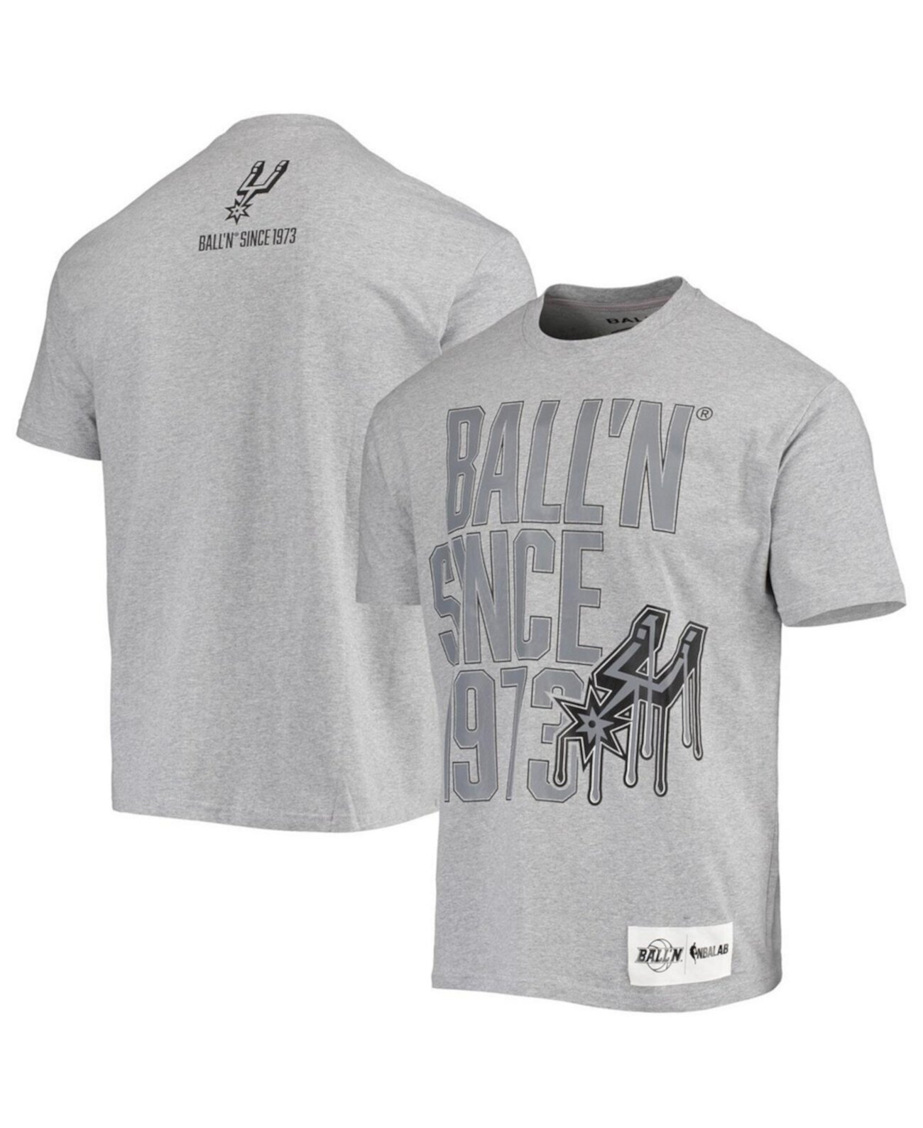 Мужская серая футболка San Antonio Spurs с 1973 года в мелкую клетку BALL'N
