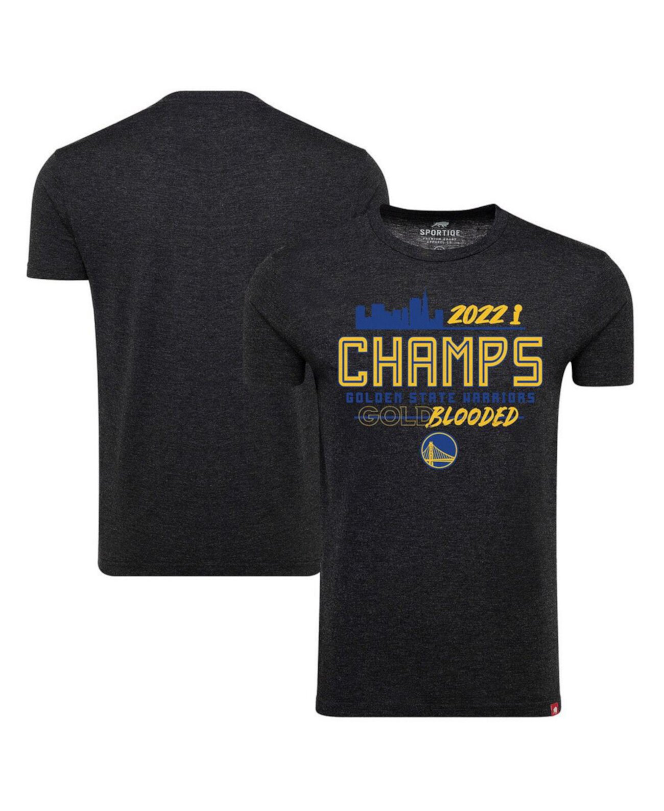 Мужская черная удобная футболка Tri-Blend Golden State Warriors NBA Finals Champions с надписью Sportiqe