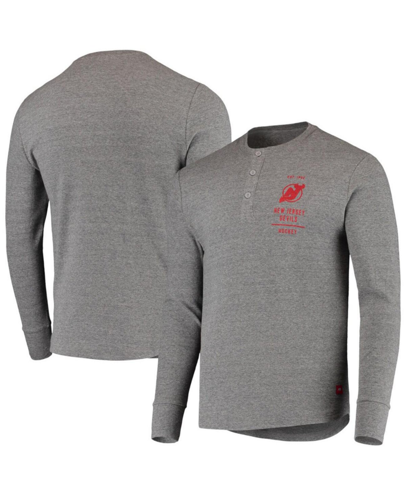Мужская серая футболка с длинным рукавом New Jersey Devils Campbell Henley с меланжевым покрытием Sportiqe
