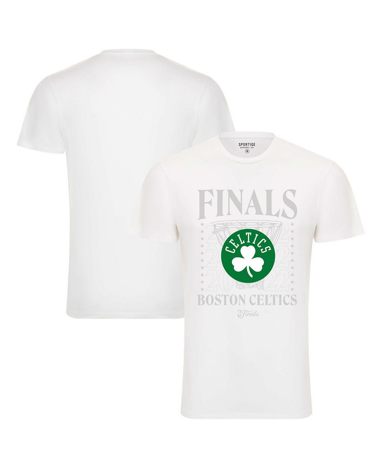 Мужская белая футболка Boston Celtics NBA Finals 2022 Stacked Hoop Bingham Sportiqe