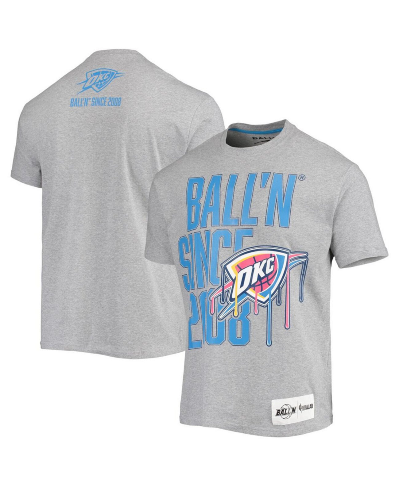 Мужская серая футболка с меланжевым принтом Oklahoma City Thunder с 2008 года BALL'N