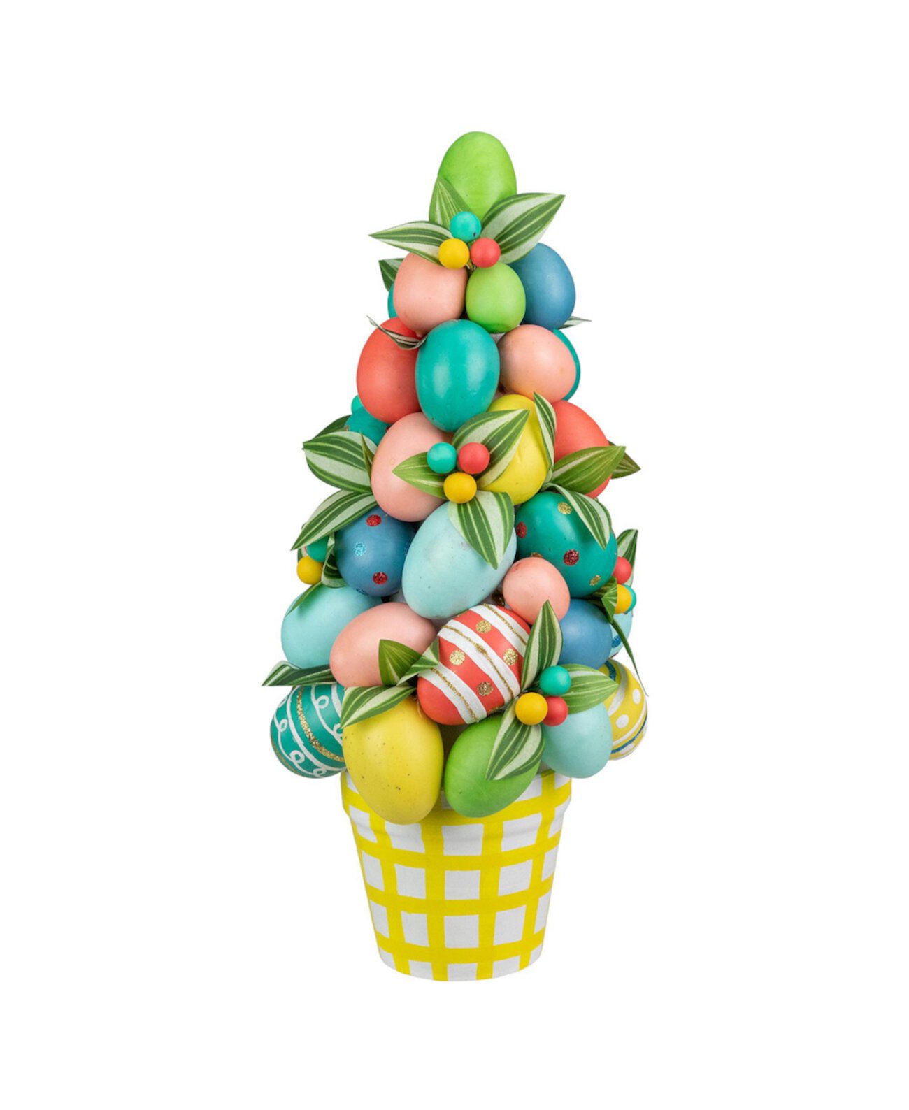 Colorful Easter Egg Tree in Gingham Pot, 17" Northlight