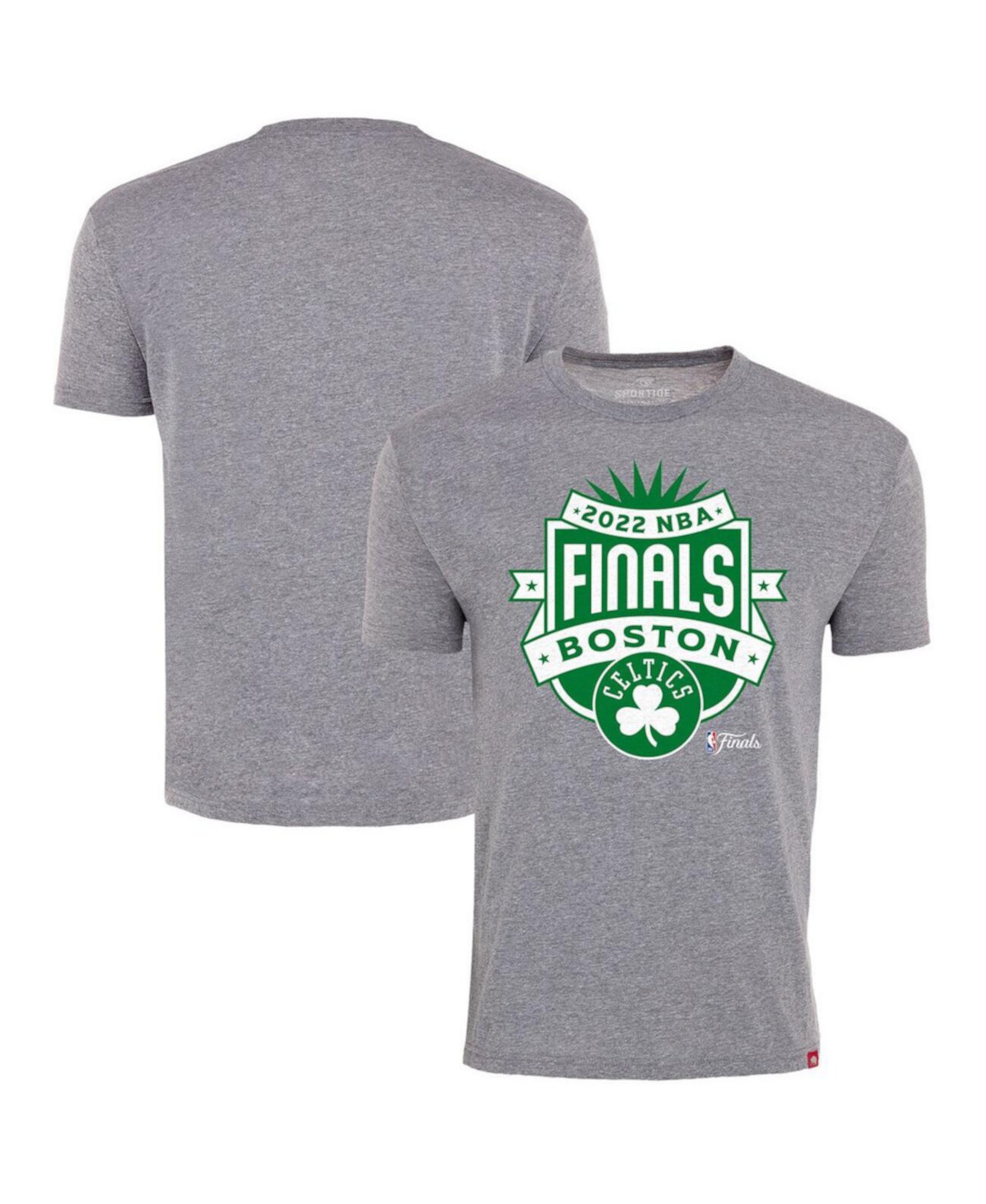 Мужская серая удобная футболка Boston Celtics NBA Finals 2022 Crest Crest Sportiqe