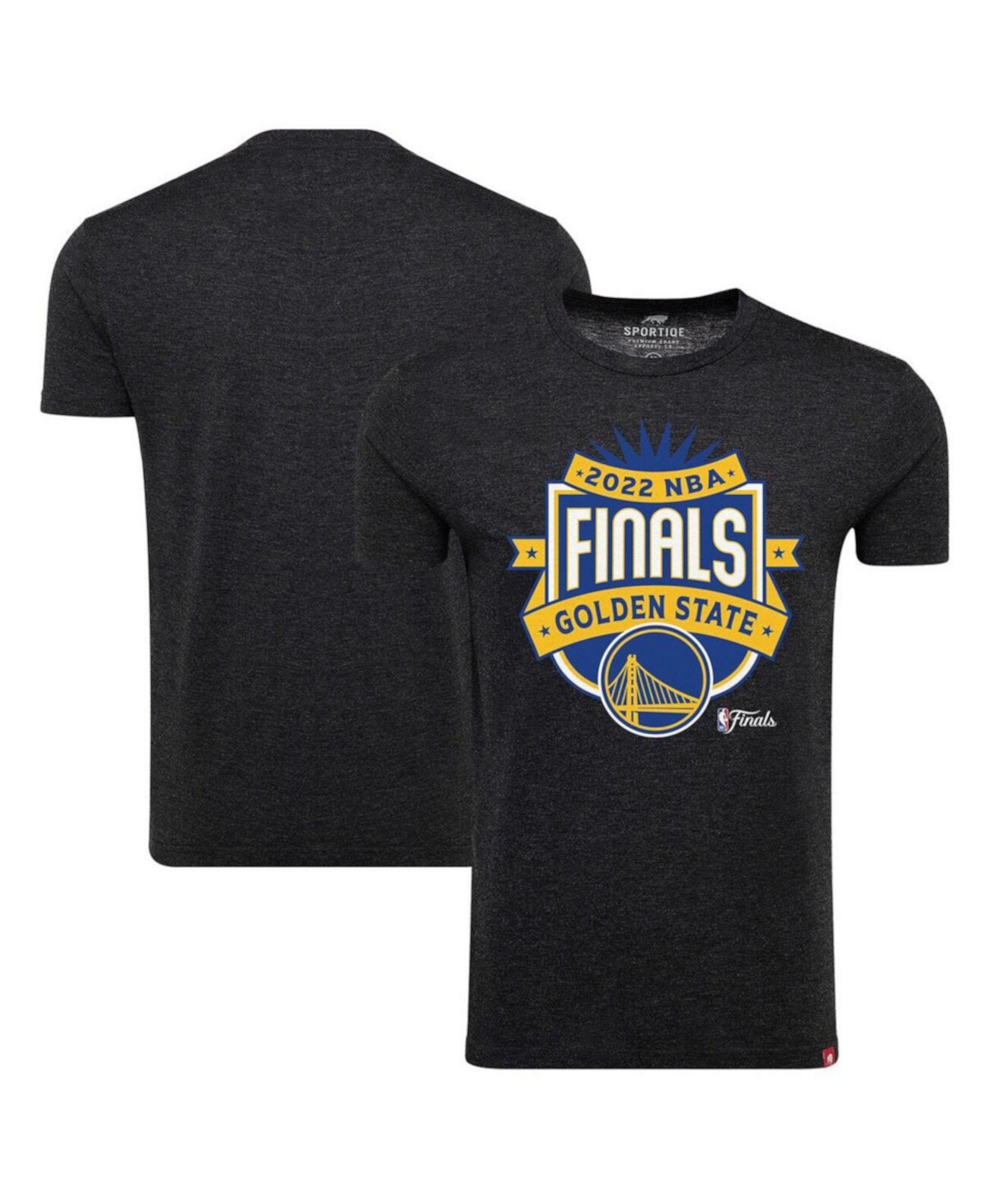 Мужская черная удобная футболка с гербом Golden State Warriors 2022 NBA Finals Sportiqe