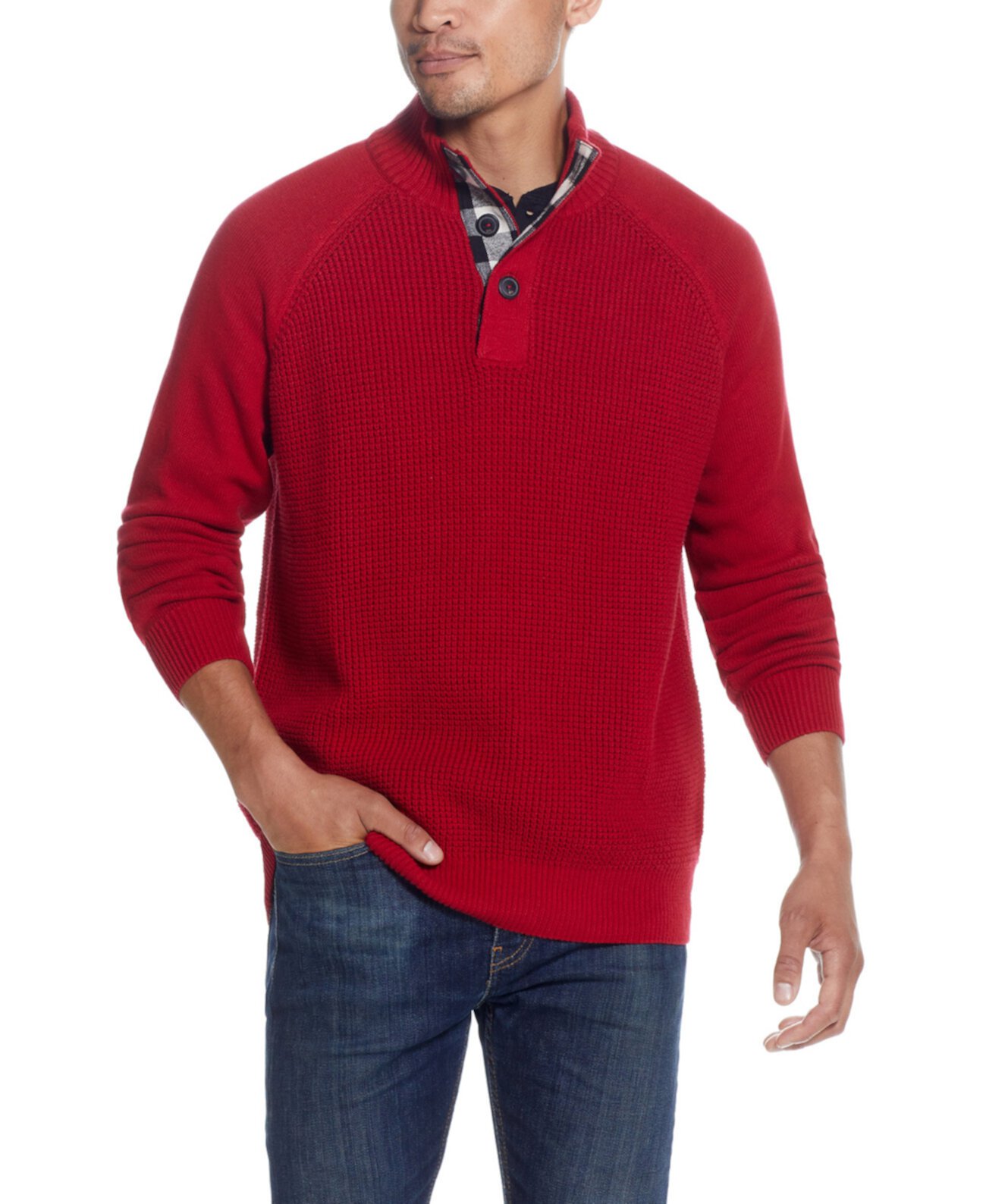 Мужской текстурированный свитер с воротником на пуговицах Weatherproof Vintage