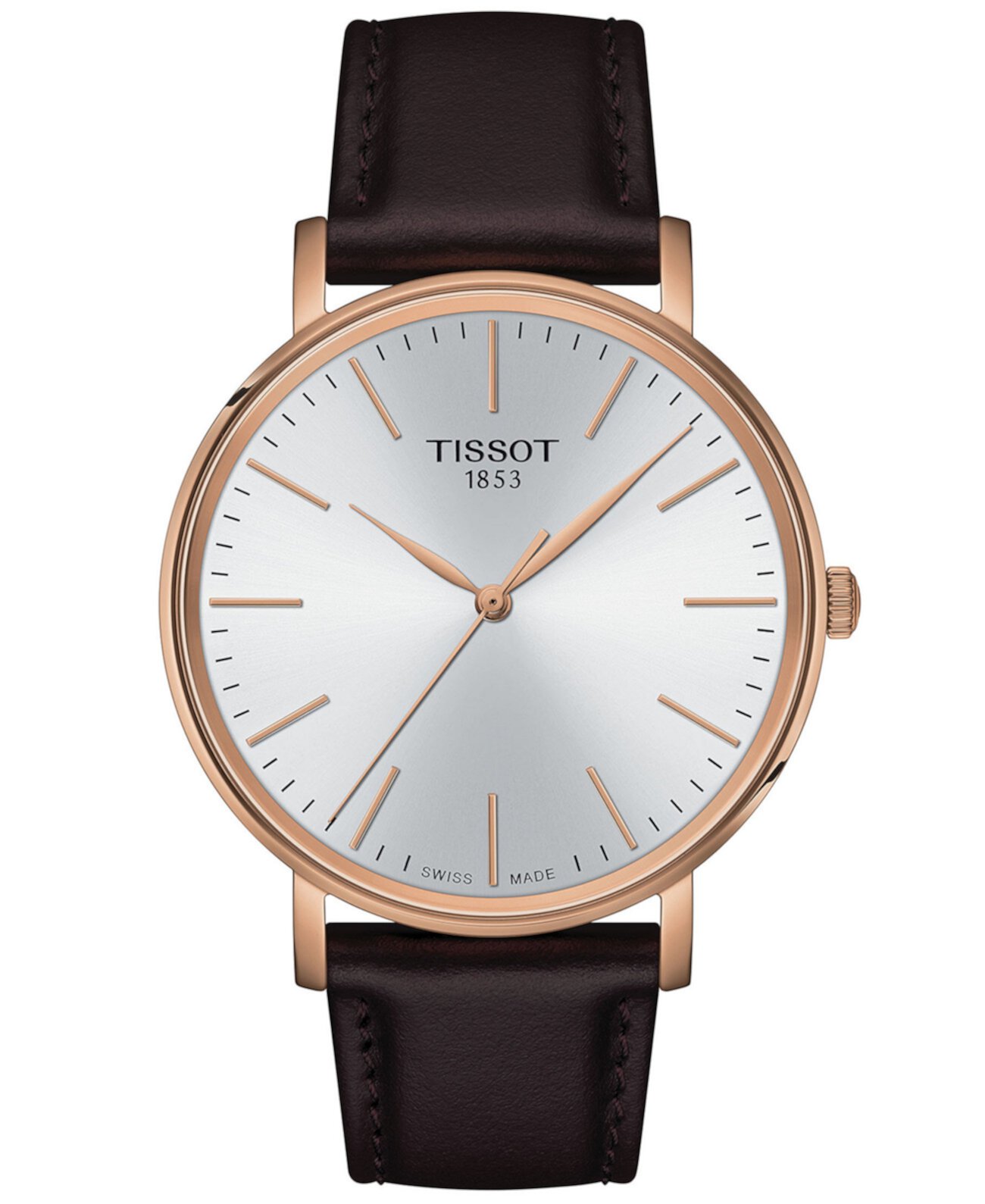 Смарт часы Tissot Everytime 40mm на коричневом кожаном ремешке Tissot