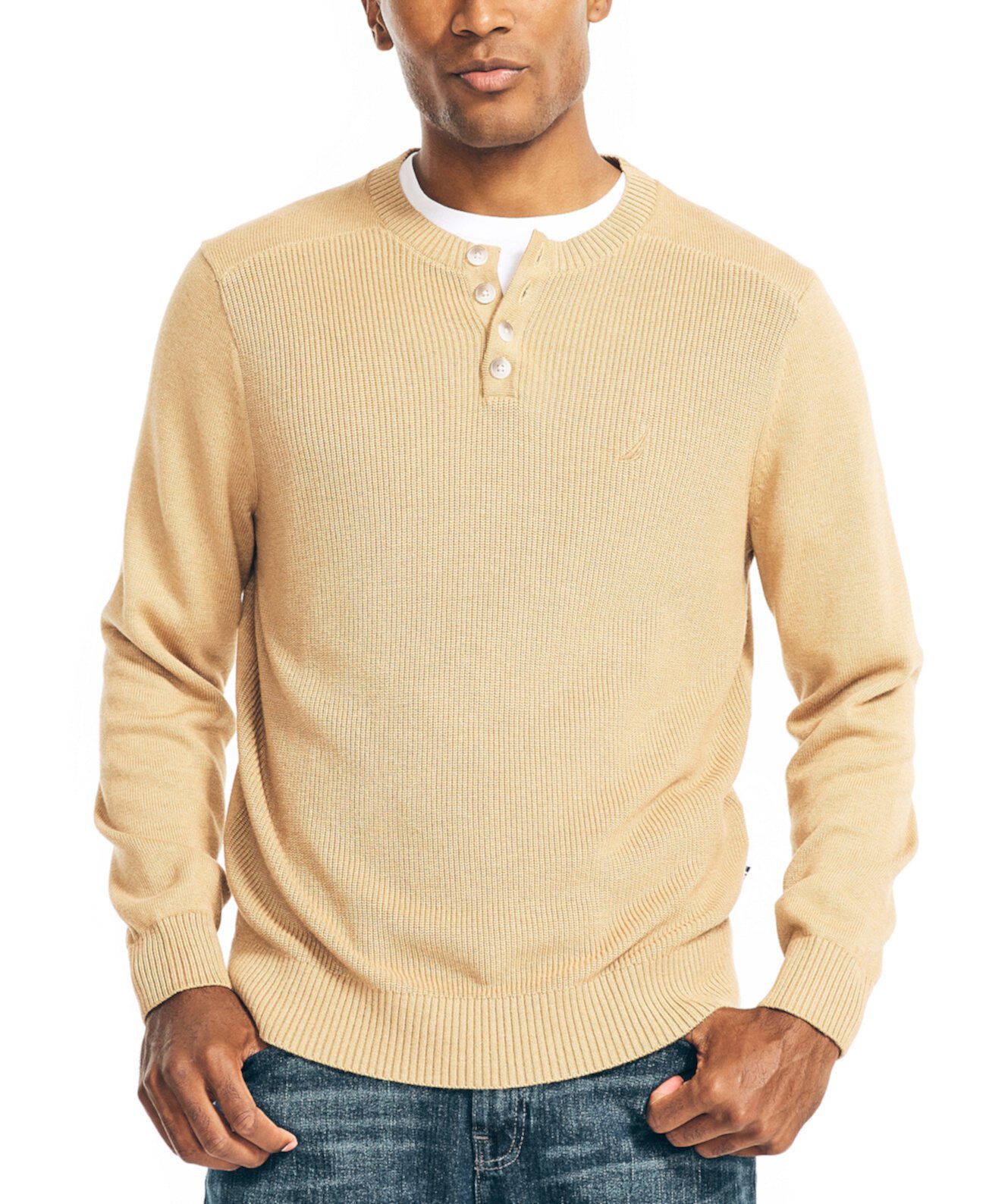Мужской текстурированный свитер на пуговицах, изготовленный экологически безопасным способом Nautica
