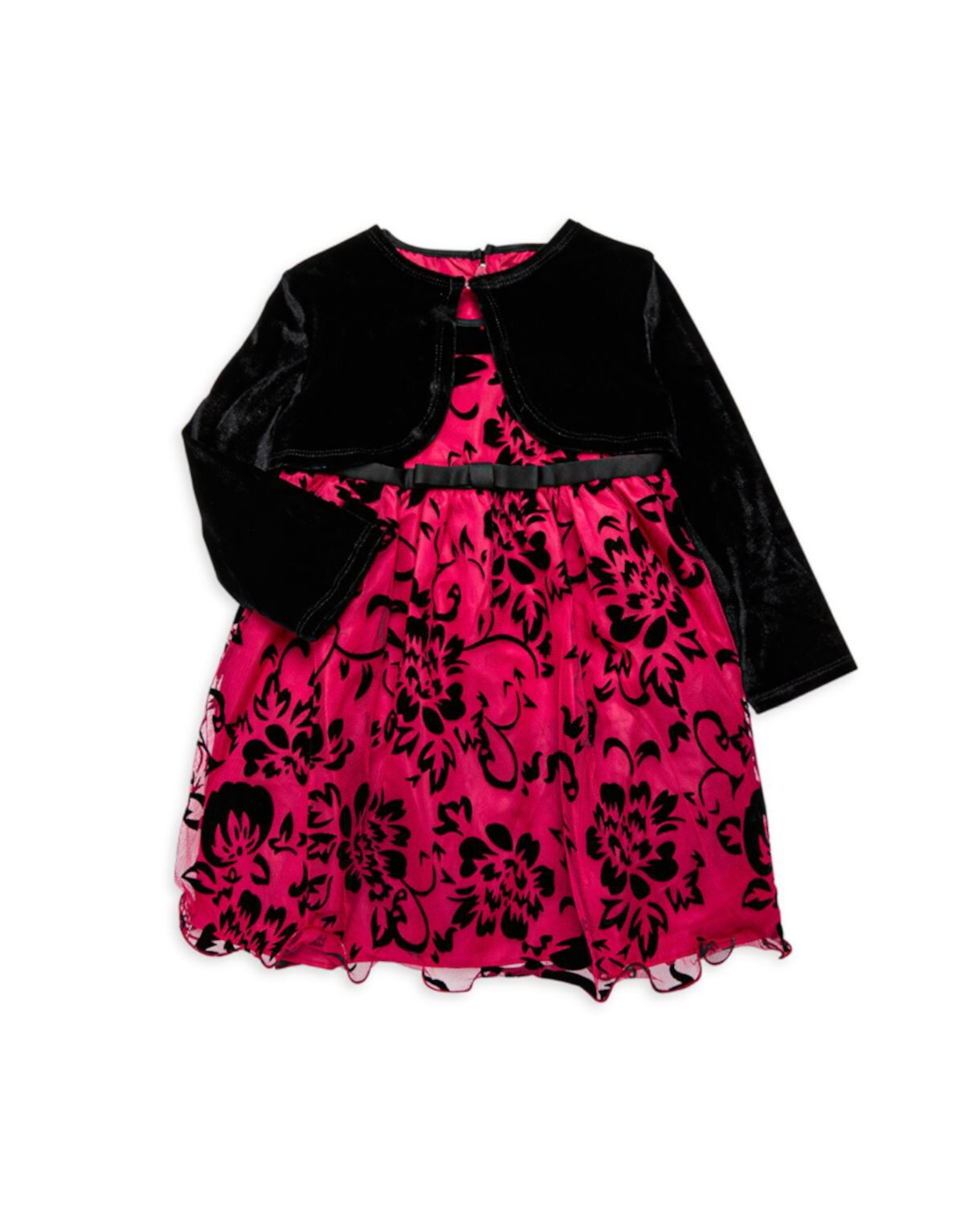 Платье из двух частей с цветочным принтом для маленьких девочек &amp; Бархатная куртка-болеро Purple Rose