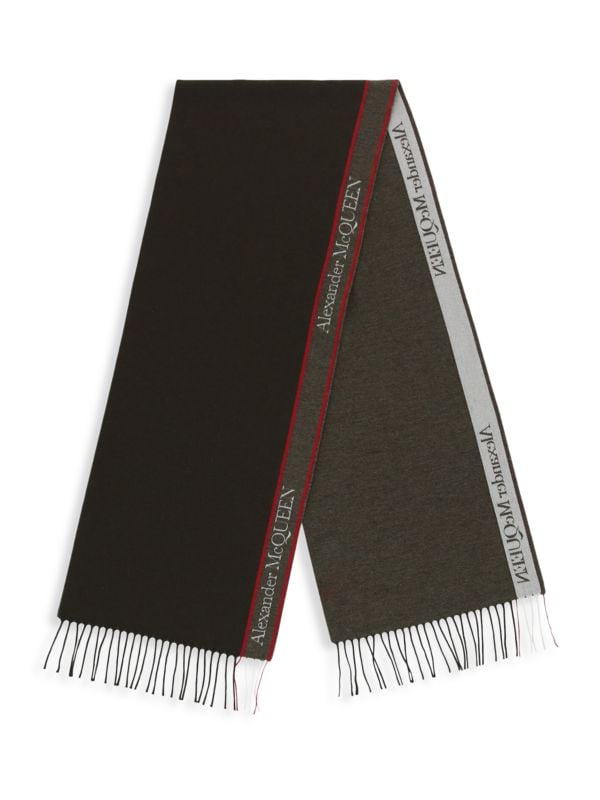 Шерстяной шарф с логотипом Alexander McQueen