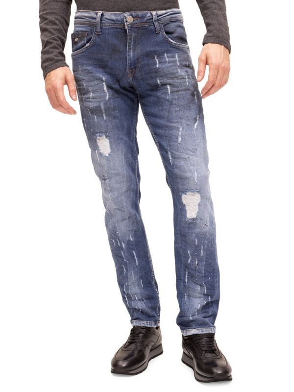 Потертые джинсы с эффектом потертости RON TOMSON