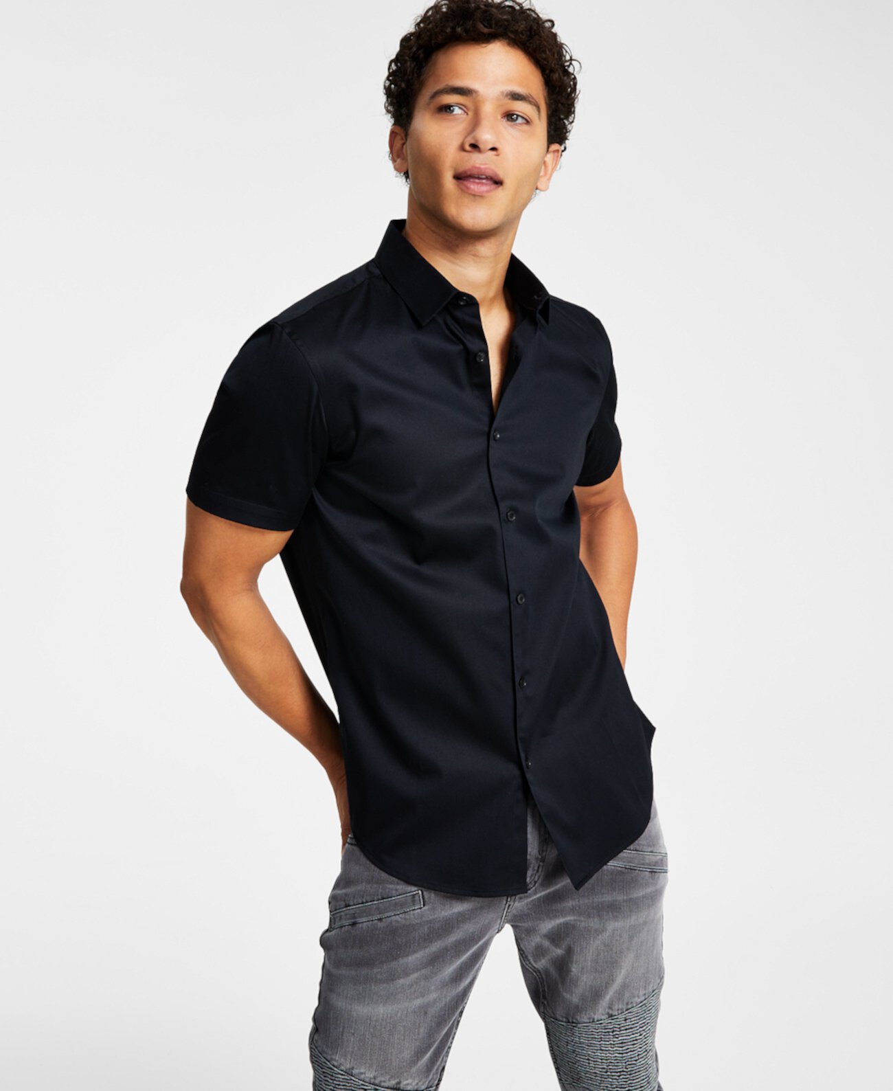 Мужская однотонная рубашка классического кроя Tux на пуговицах, созданная для Macy's I.N.C. International Concepts