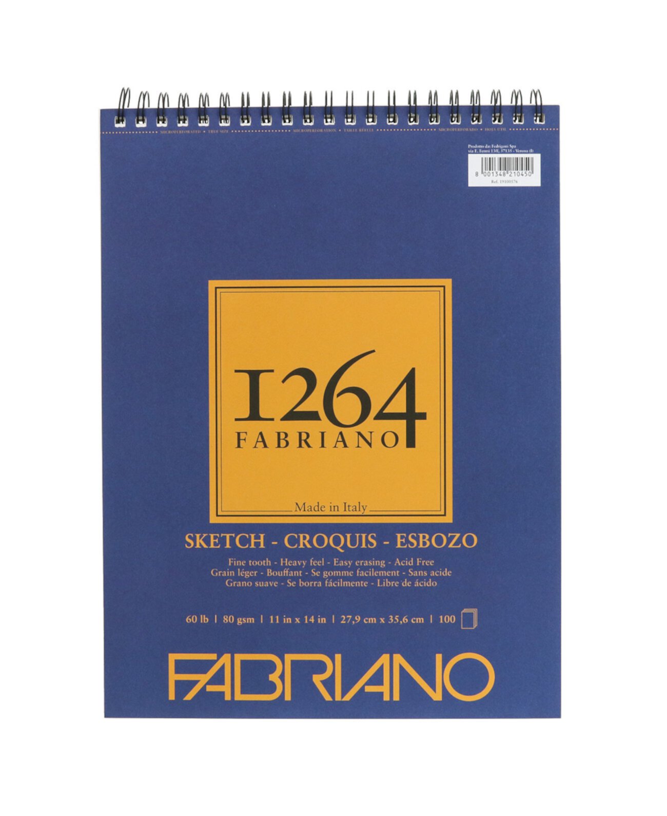 Блокнот для рисования Fabriano 1264 Sketch Spiral Bound Pad, 11" x 14" Fabriano