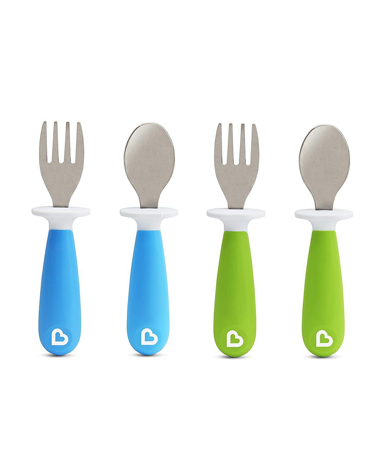 Raise Toddler Fork and Spoon, 4 pack, Blue/Green Munchkin