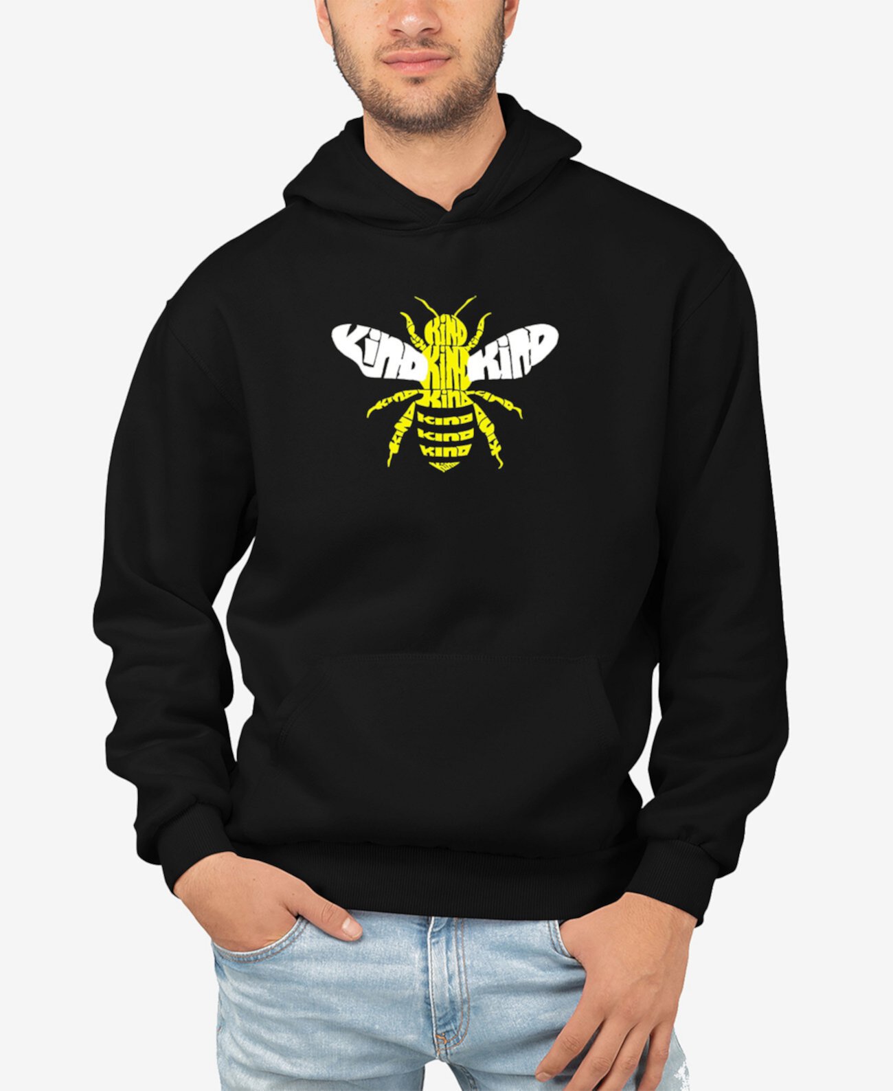 Мужская толстовка с капюшоном Bee Kind Word Art LA Pop Art