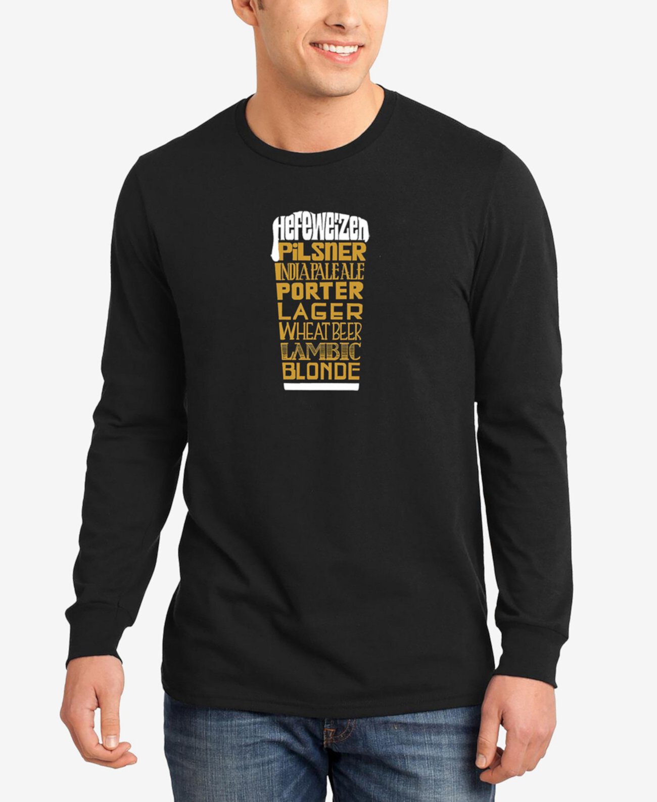 Мужская футболка с длинными рукавами Styles of Beer Word Art LA Pop Art