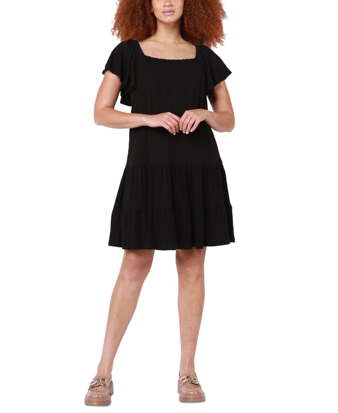 Женское многоуровневое мини-платье с развевающимися рукавами Black Tape