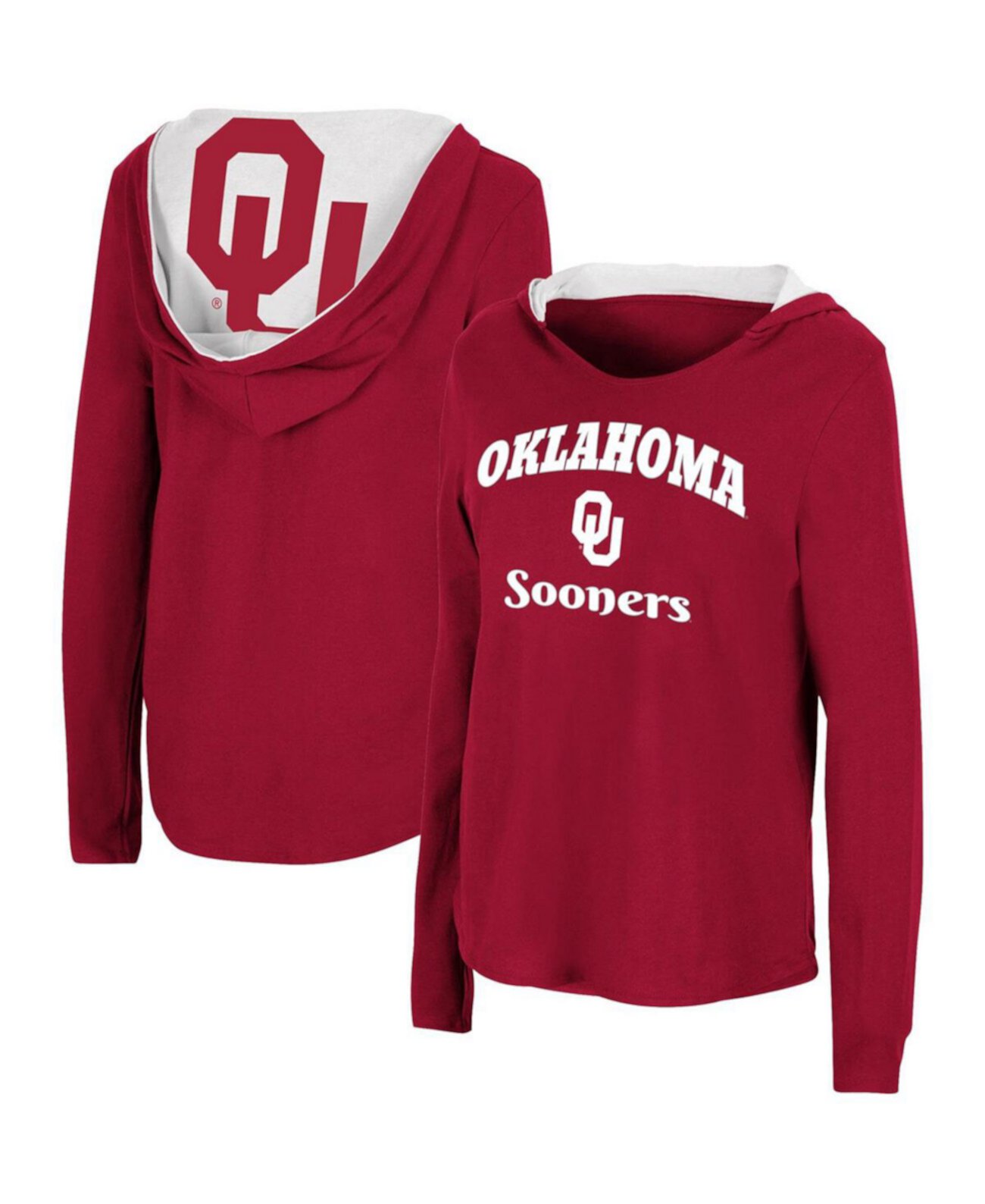 Женское худи Oklahoma Sooners Crimson Catalina с длинными рукавами и без ярлыка Colosseum