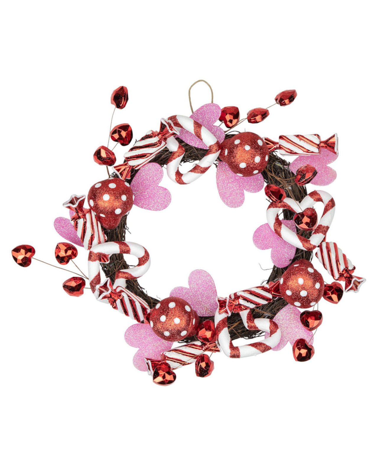 Candies and Hearts Valentine's Day Wreath Unlit, 16" Northlight