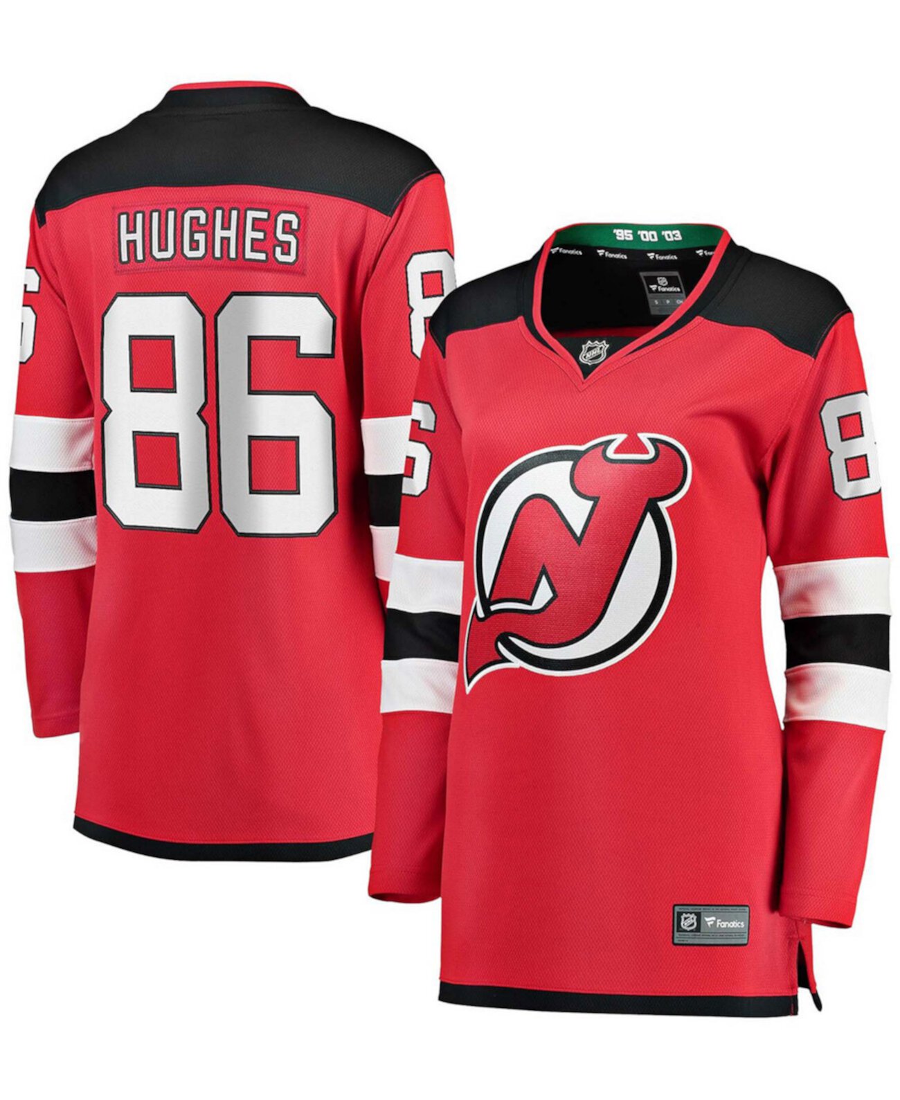 Women's Plus Size Jack Hughes Red New Jersey Devils Home Premier Breakaway Jersey Fanatics