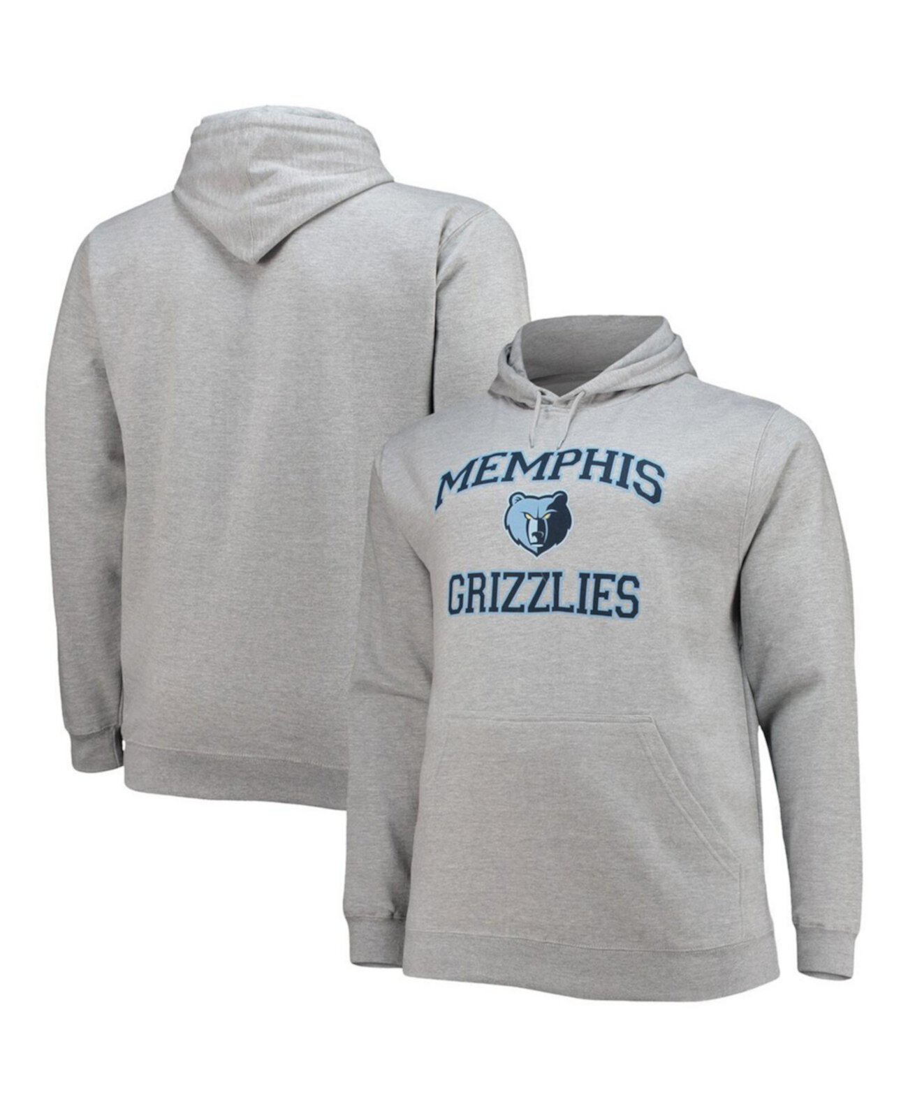 Мужская меланжевая серая толстовка с капюшоном Memphis Grizzlies Big and Tall Heart and Soul Profile