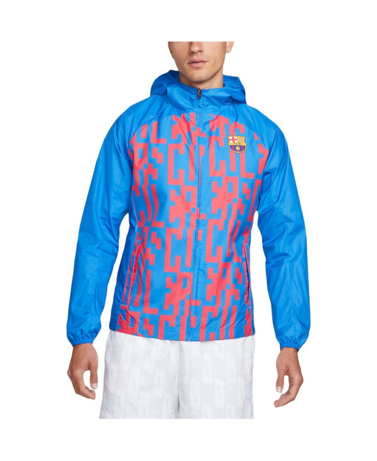 Мужская синяя куртка Barcelona AWF Raglan с молнией во всю длину Nike