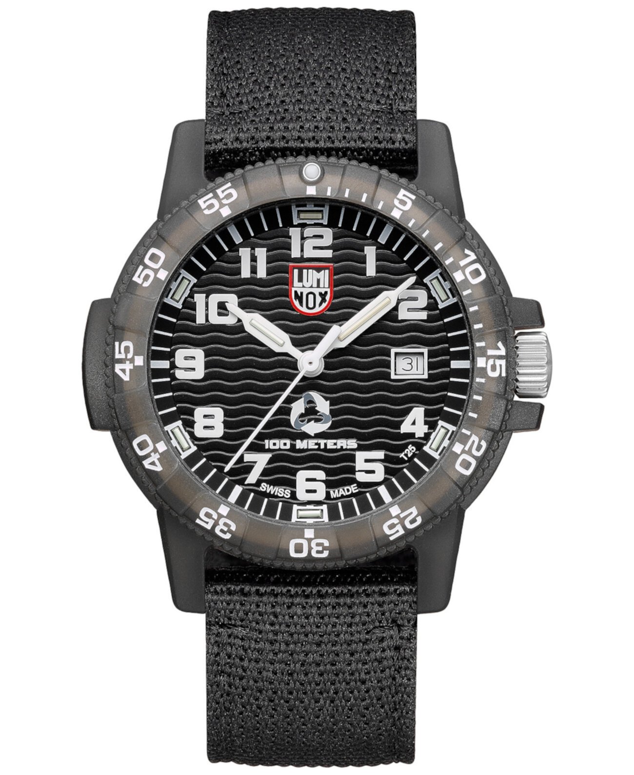Мужские часы Swiss Eco Series с черным ПЭТ-ремешком, 44 мм Luminox