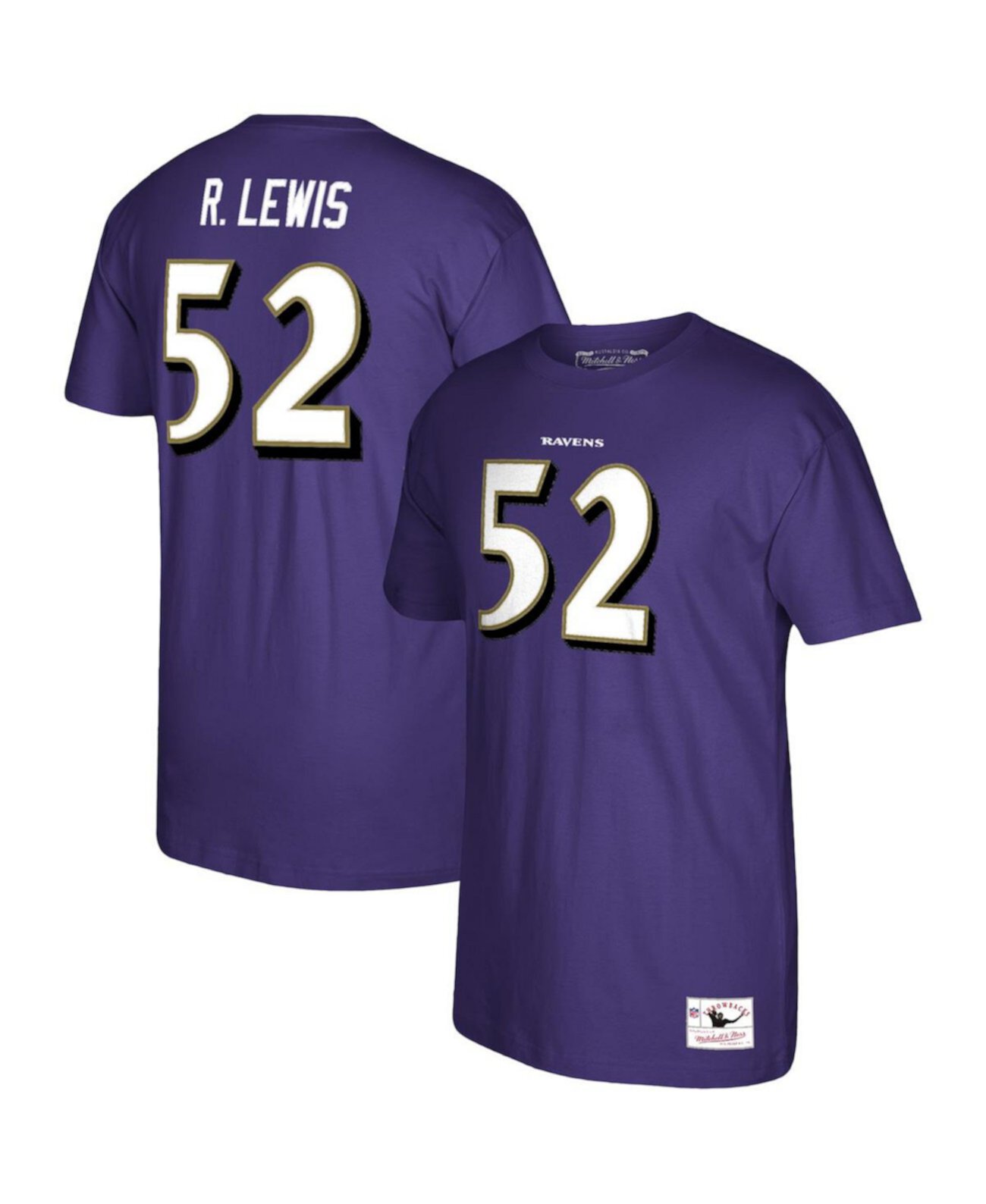 Мужская футболка Ray Lewis Purple Baltimore Ravens с логотипом и номером игрока на пенсии Mitchell & Ness