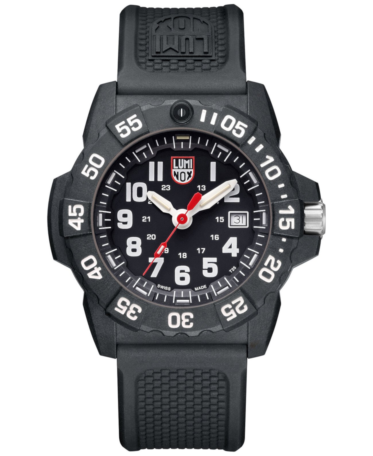 Мужские часы Swiss Navy Seal Military Dive с черным каучуковым ремешком 45 мм Luminox
