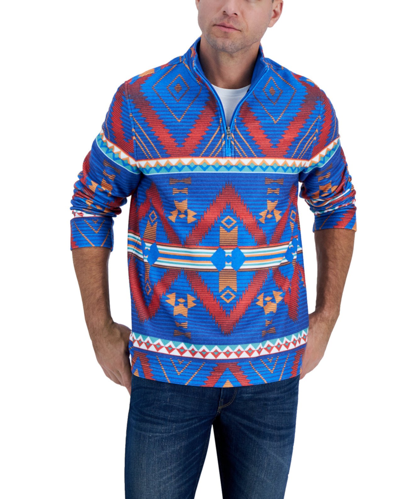 Мужской флисовый свитер с геометрическим принтом, созданный для Macy's Club Room