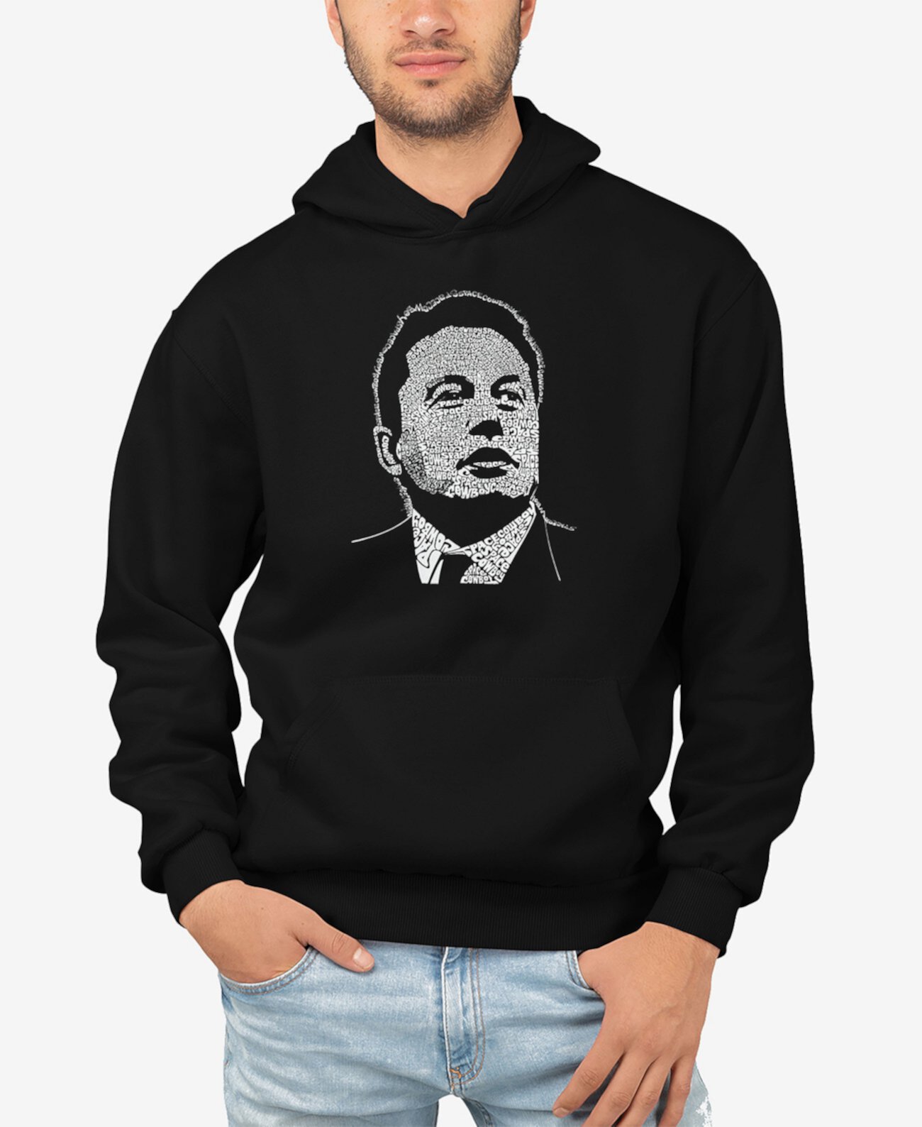 Мужская толстовка с капюшоном Elon Musk Word Art LA Pop Art
