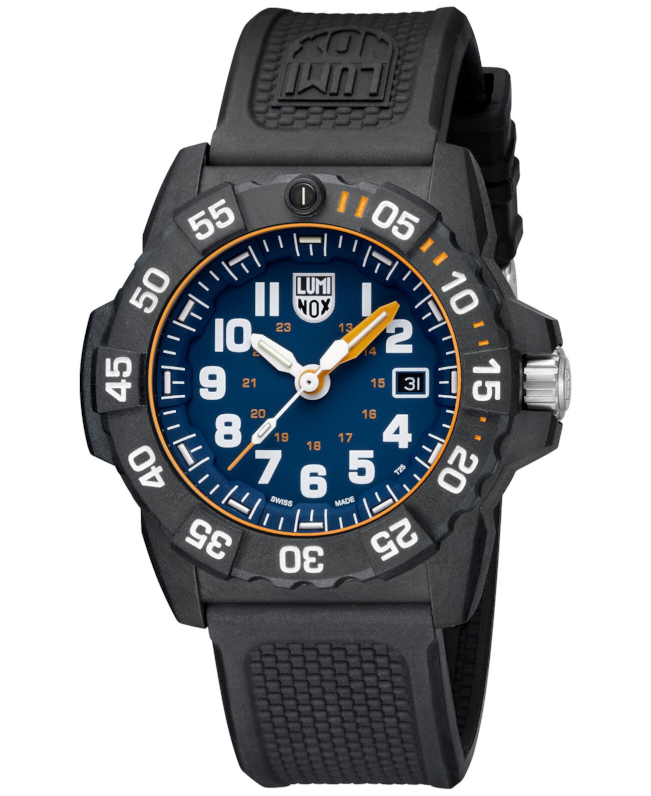 Мужские часы Swiss Navy Seal Dive с черным каучуковым ремешком 45 мм Luminox
