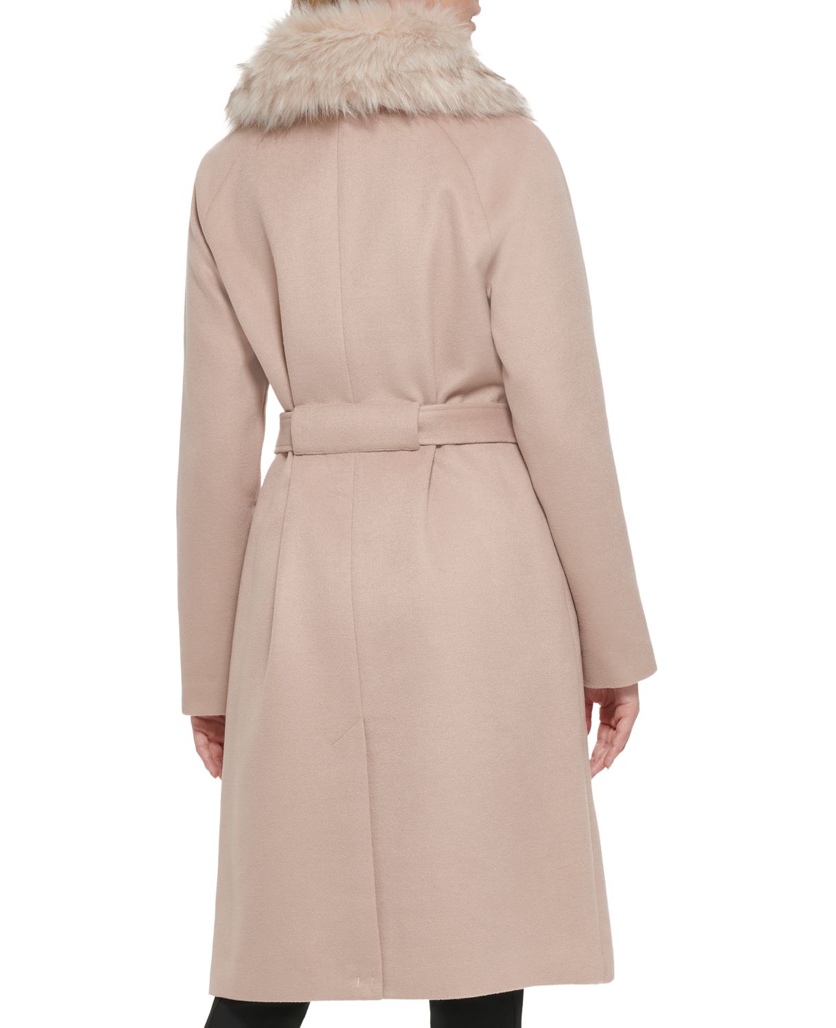 Шерстяное пальто с воротником из искусственного меха Karl Lagerfeld Paris