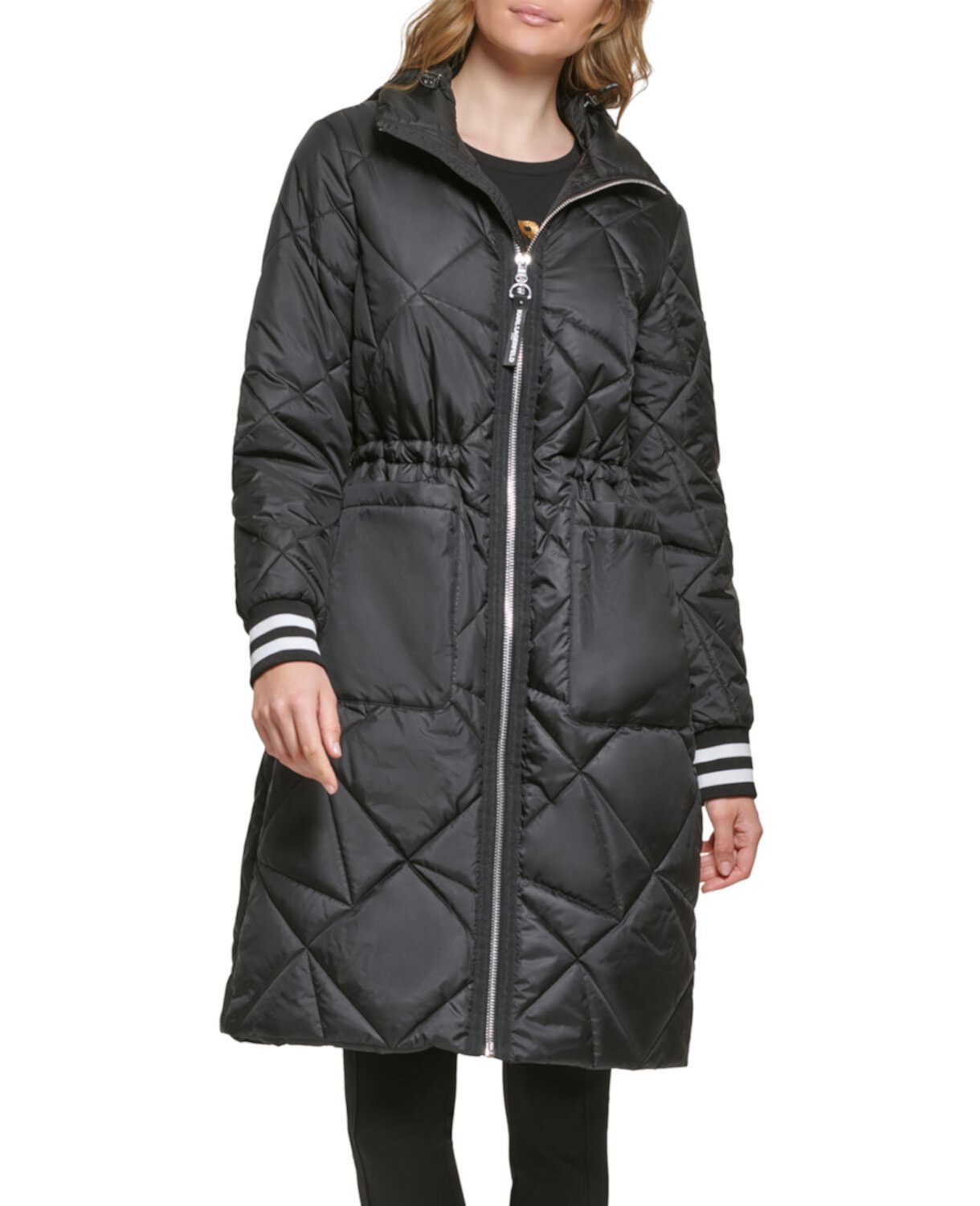 Стеганая куртка-пуховик с полосками на манжетах Karl Lagerfeld Paris