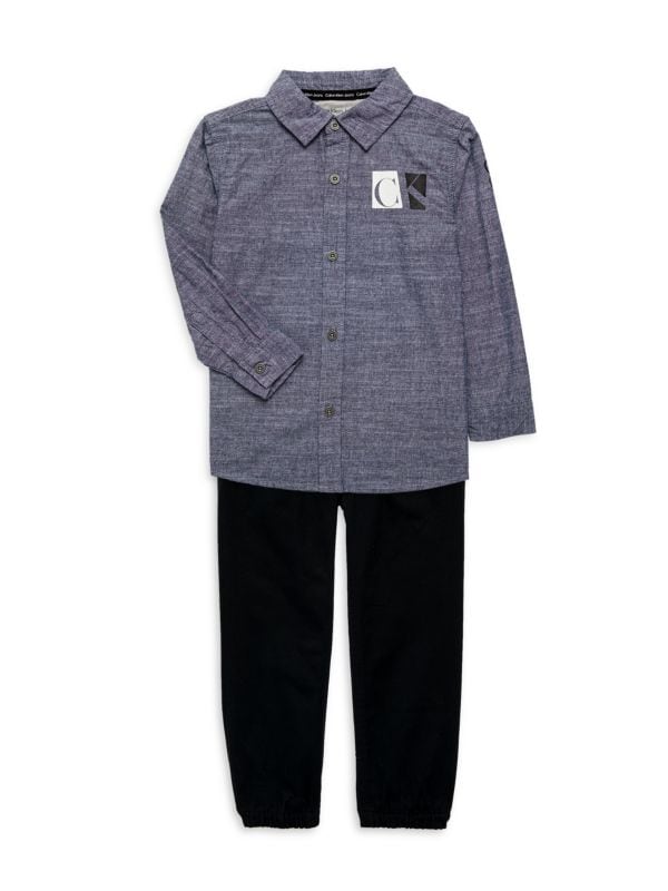 Комплект из двух предметов: рубашка с логотипом и спортивные штаны для маленького мальчика Calvin Klein