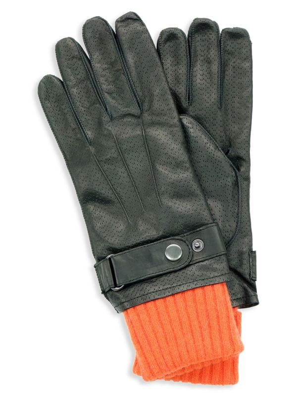 Перфорированные кожаные перчатки с манжетами Portolano