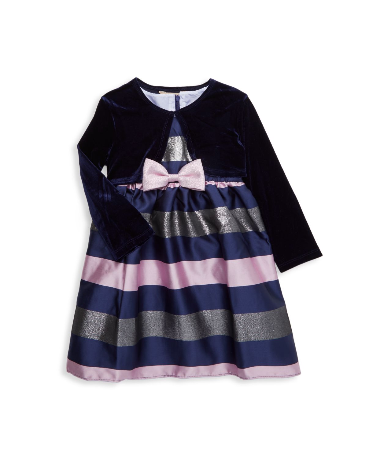 Полосатое платье из двух частей для маленькой девочки &amp; Комплект куртки Purple Rose
