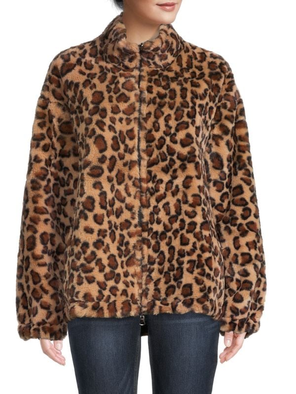 Куртка из искусственного меха с леопардовым принтом Adrienne Landau