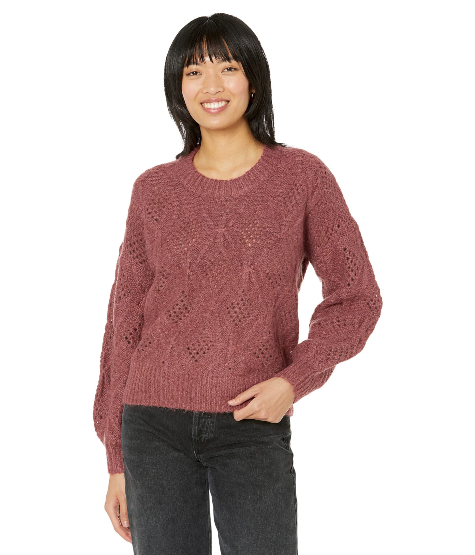 Cayden Pointelle Balloon-Sleeve Pullover Sweater Madewell