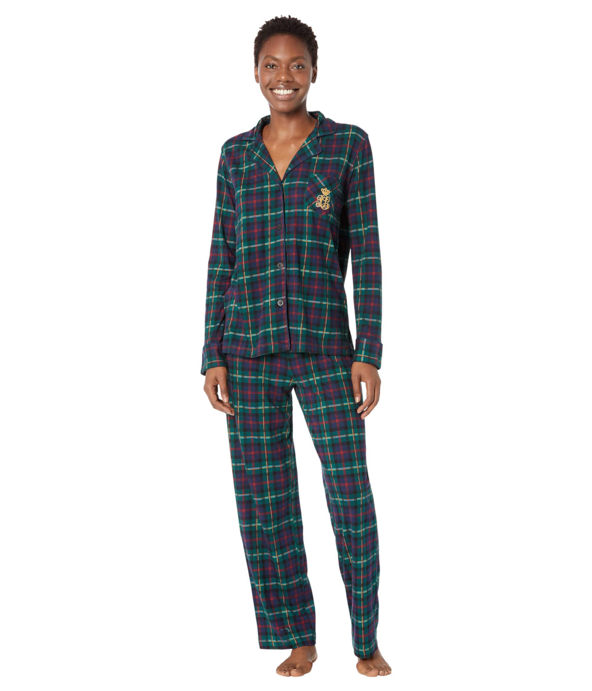 Миниатюрный вязаный длинный пижамный комплект с длинным рукавом и воротником-стойкой Ralph Lauren