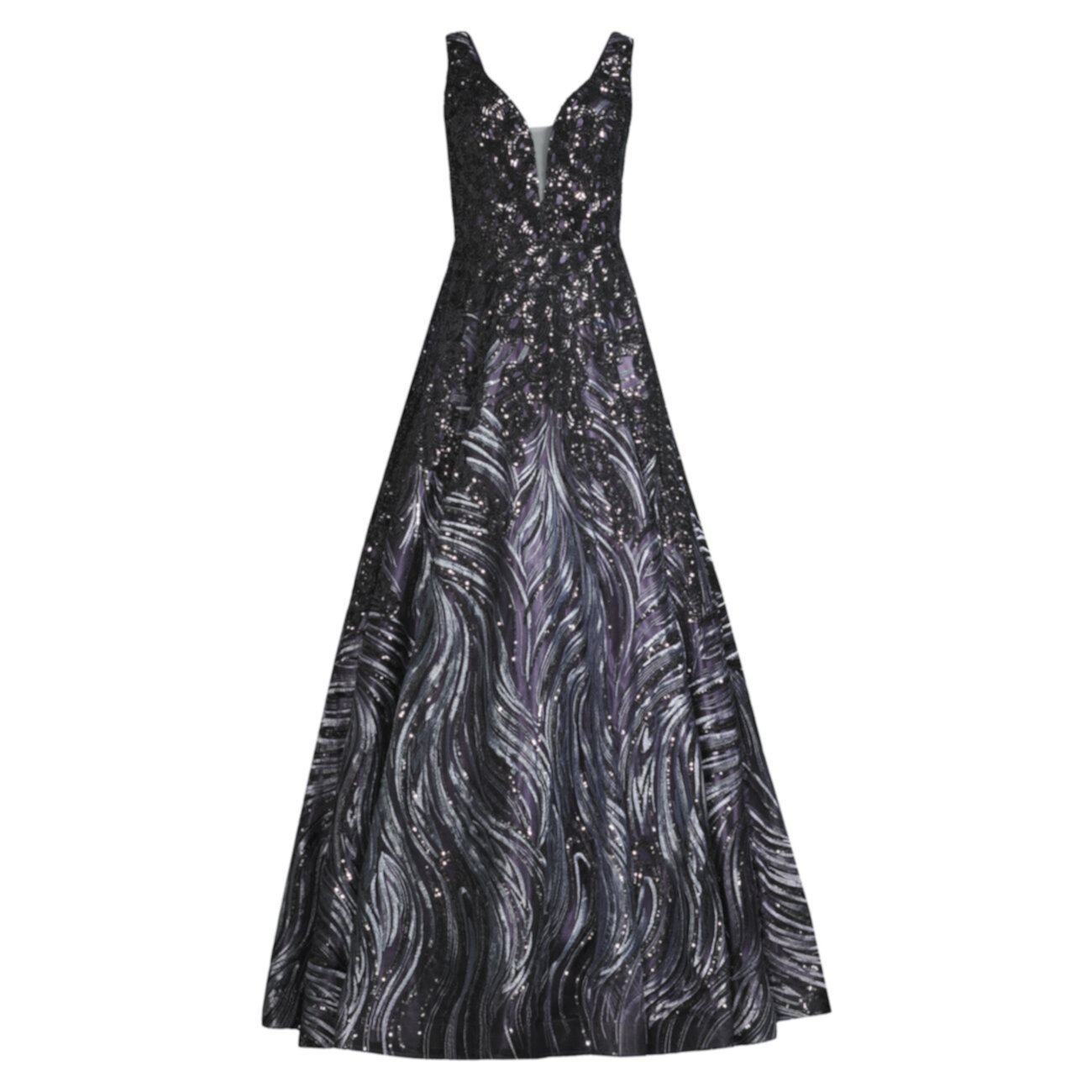 Swirl Embellished A-Line Gown Basix