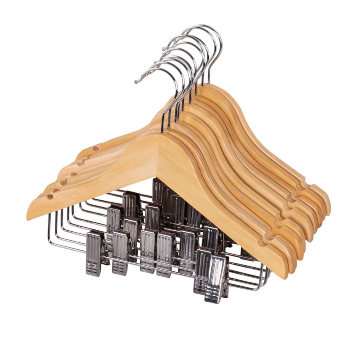 Honey-Can-Do Kids Wood Hangers with Clips 10-Pack Set Honey-Can-Do