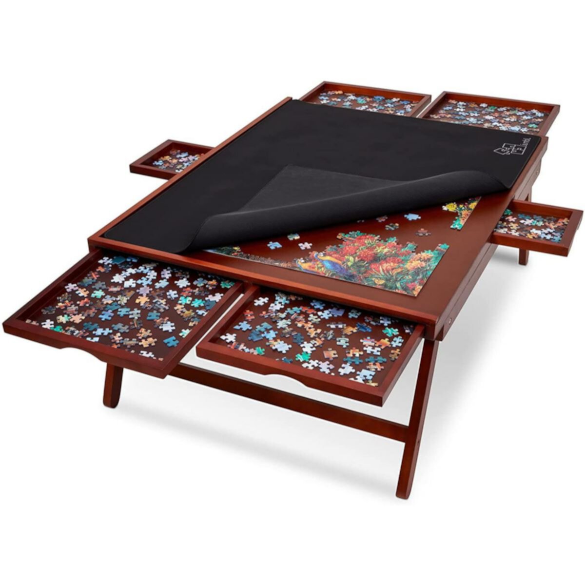 Стойка для досок-пазлов на 1500 предметов с ковриком, деревянный стол-пазл размером 27 x 35 дюймов Jumbl