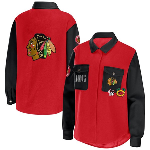 Женская рубашка-куртка с цветным блоком и пуговицами Chicago Blackhawks от WEAR by Erin Andrews WEAR by Erin Andrews