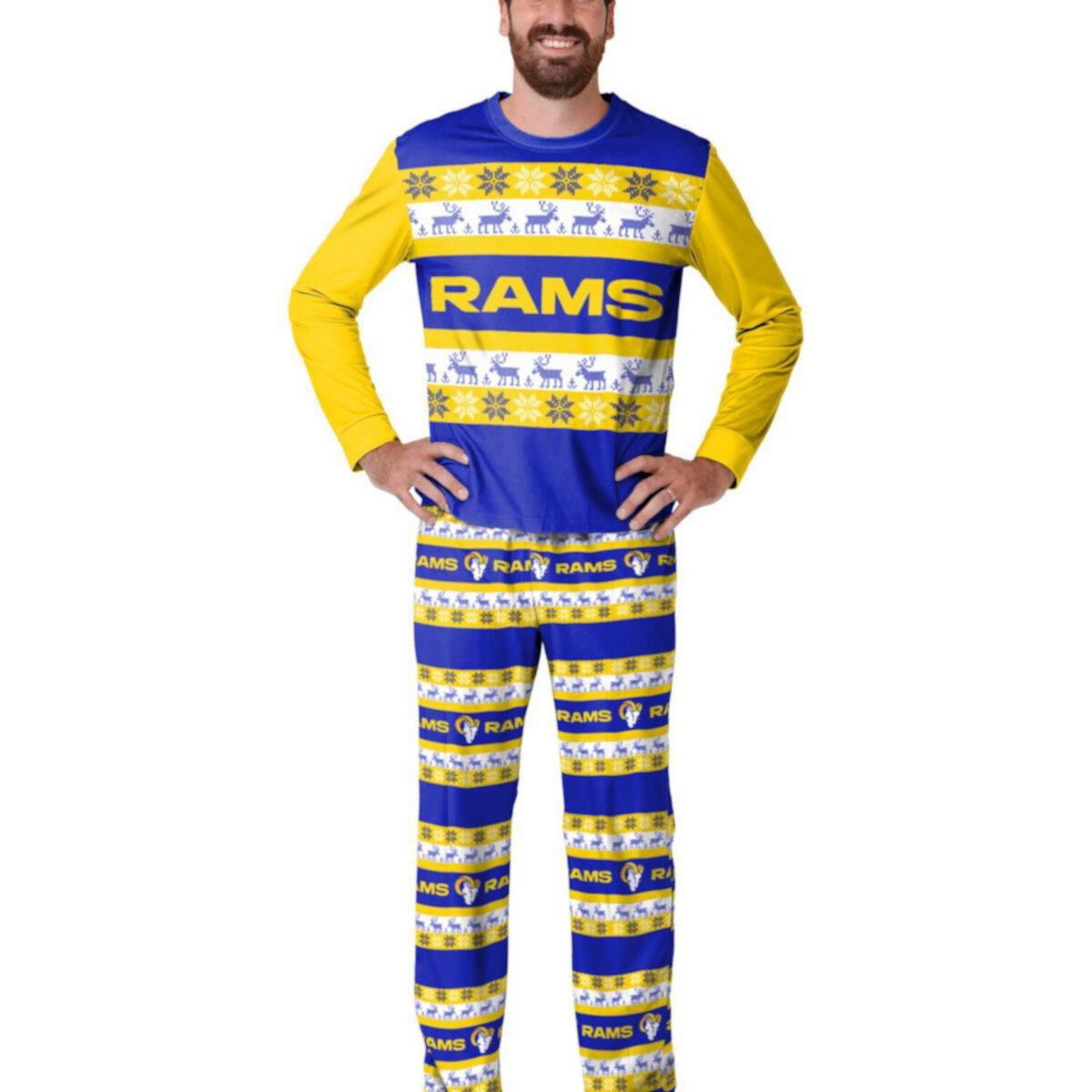 Мужской пижамный комплект FOCO Royal Los Angeles Rams Team Ugly пижамный комплект Unbranded