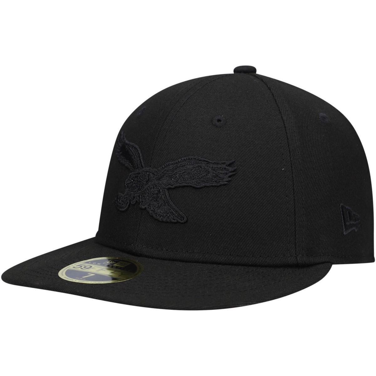 Мужская кепка New Era Black Philadelphia Eagles Historic Logo Black on Black Low Profile 59FIFTY II New Era