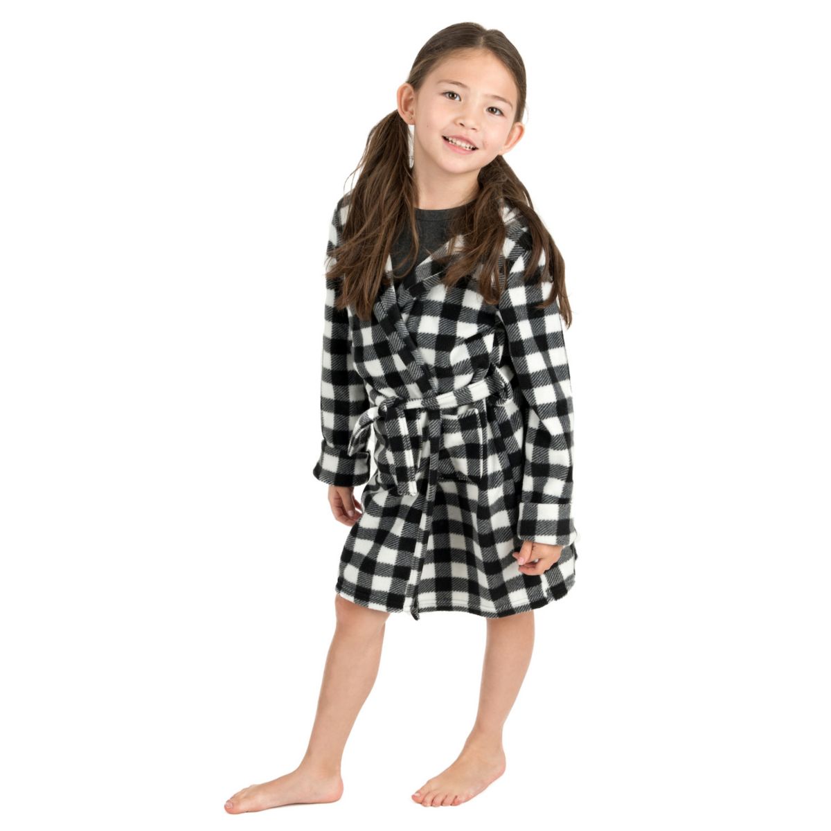 Халат Leveret Для мальчиков Kids Fleece Hooded Robe Plaid Leveret