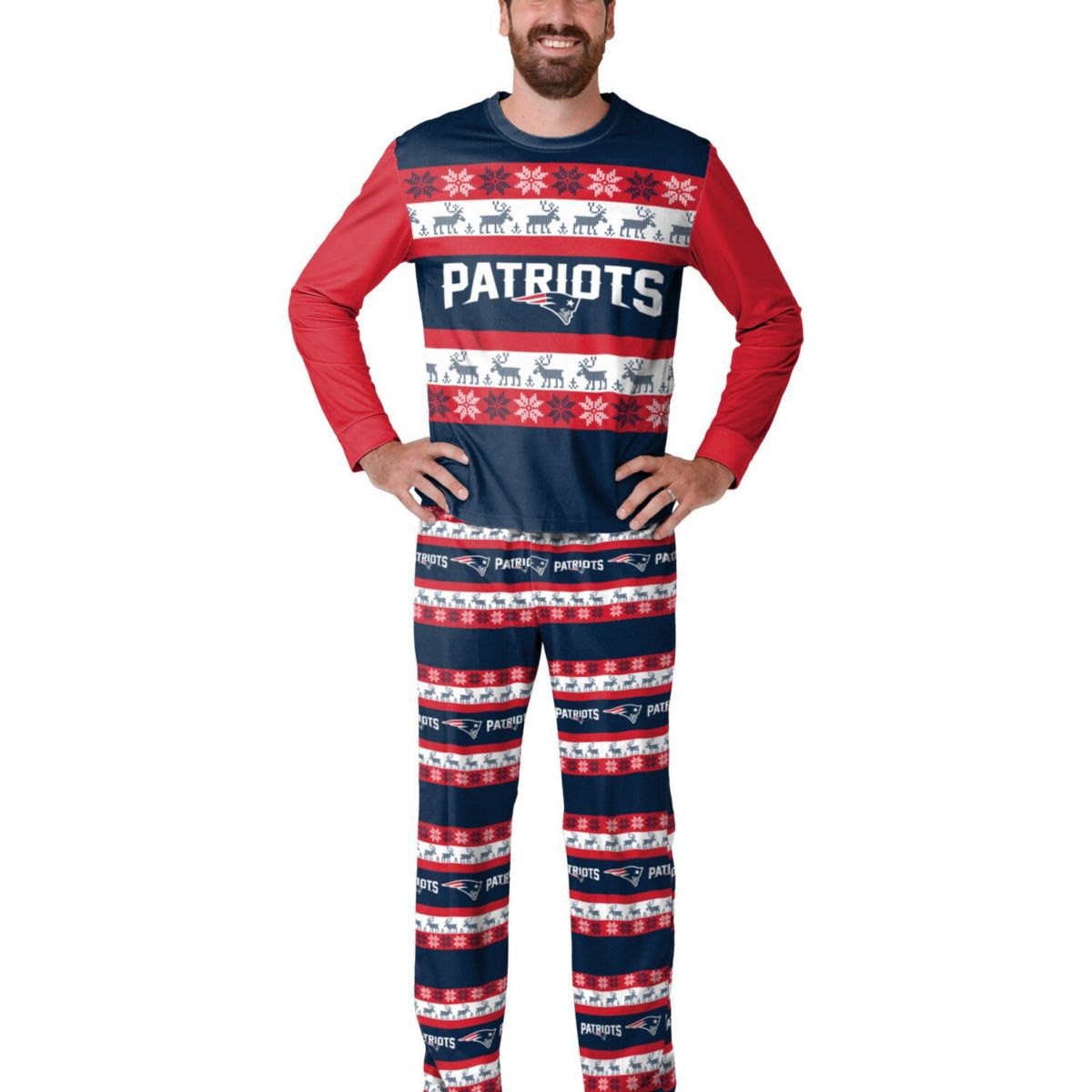 Мужская уродливая пижама FOCO Navy New England Patriots Team Unbranded
