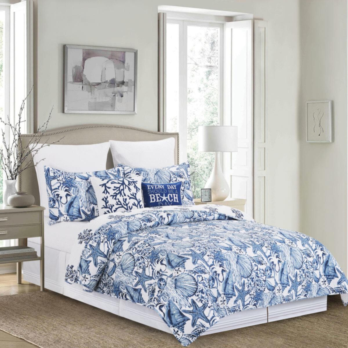 Комплект стеганых одеял C&F Home Blue Coast из 3 предметов с начесом C&F Home