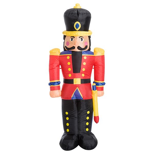 HOMCOM 6ft Christmas Inflatable Nutcracker Toy Soldier Outdoor Blow Up Decoration with LED Lights Display HomCom